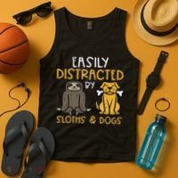 Easily Distracted By Sloths Dogs Animal Lover Women Tank Top thumb 4