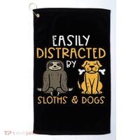 Easily Distracted By Sloths Dogs Animal Lover Women Golf Towel thumb 0