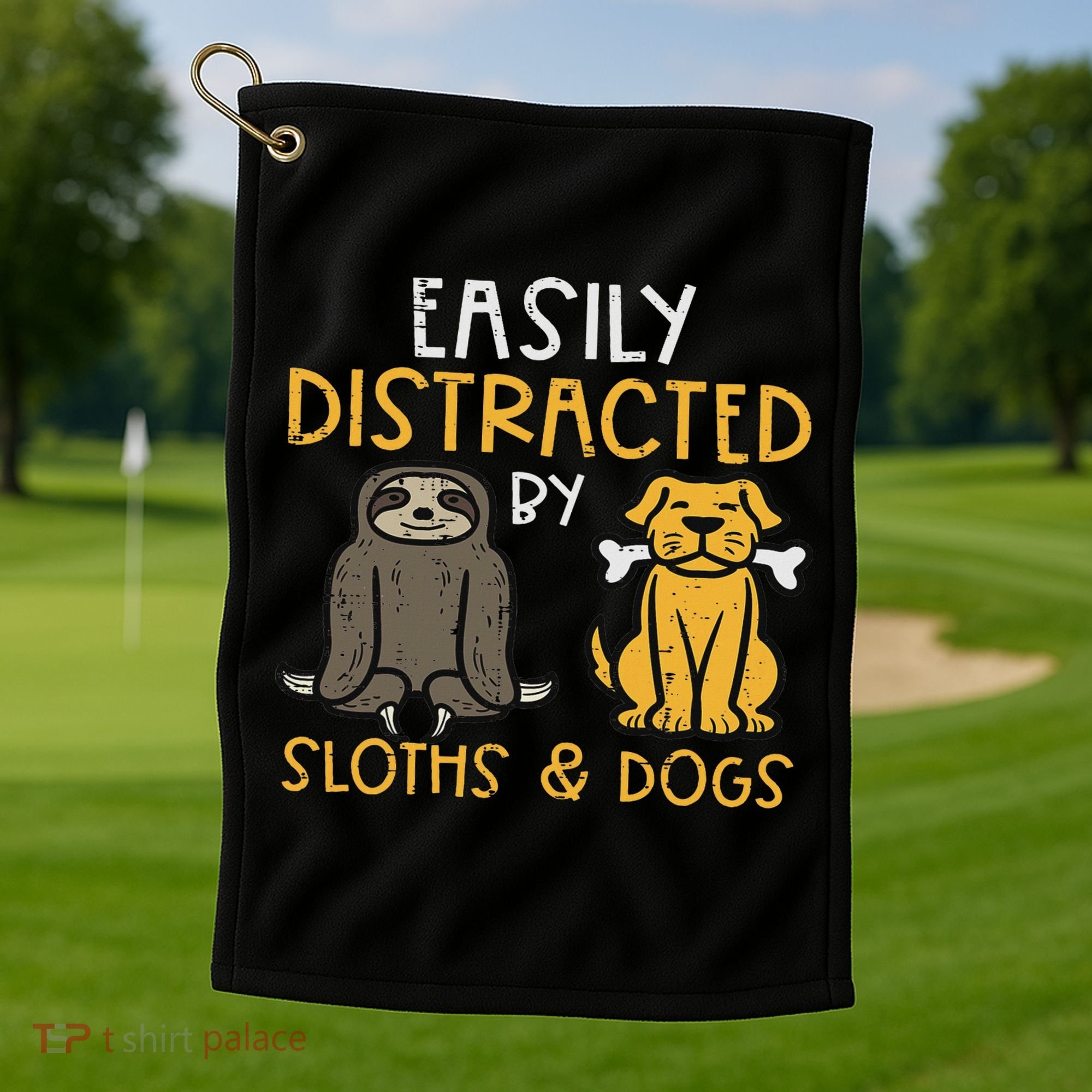 Easily Distracted By Sloths Dogs Animal Lover Women Golf Towel