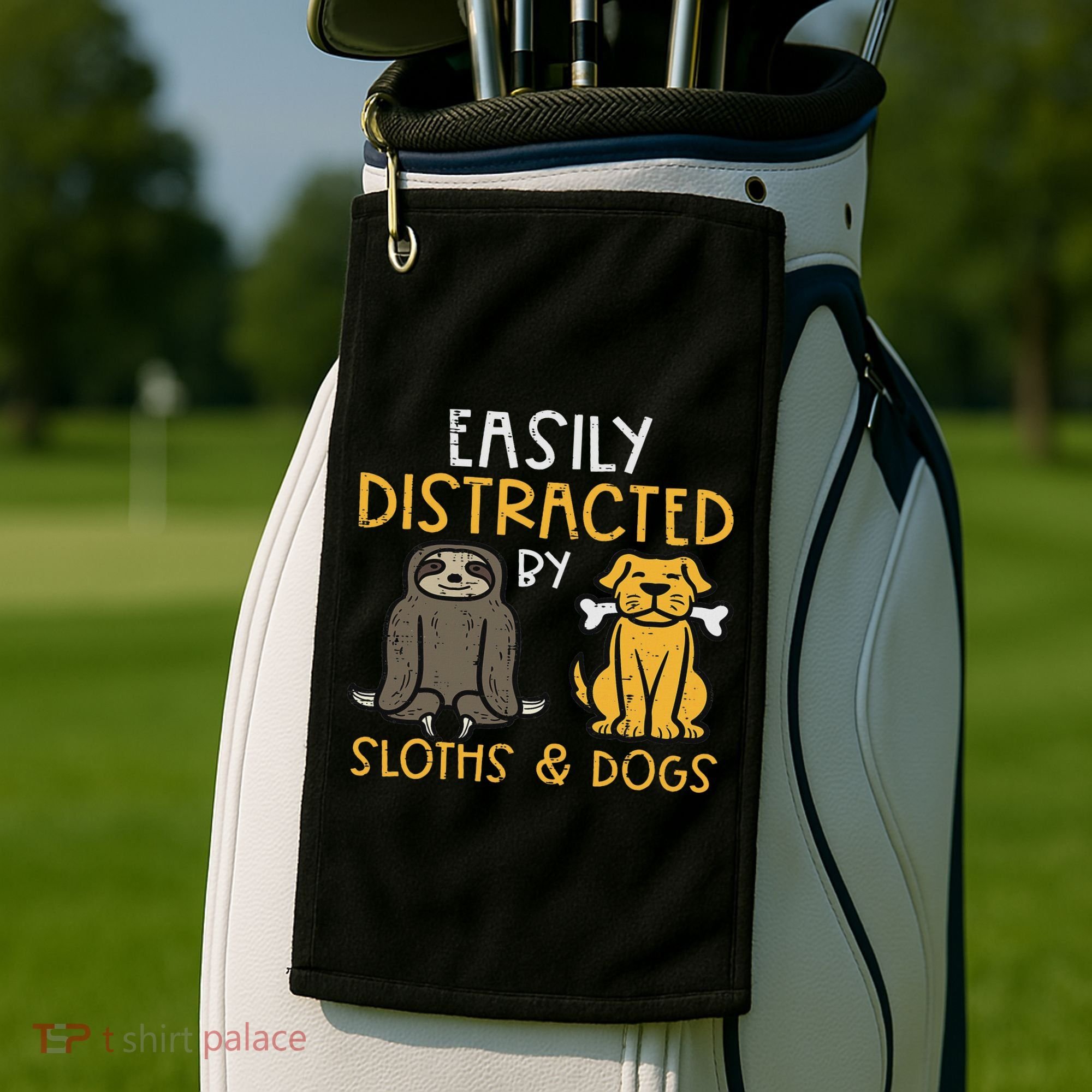 Easily Distracted By Sloths Dogs Animal Lover Women Golf Towel