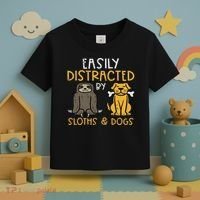 Easily Distracted By Sloths Dogs Animal Lover Women Toddler T-Shirt thumb 3