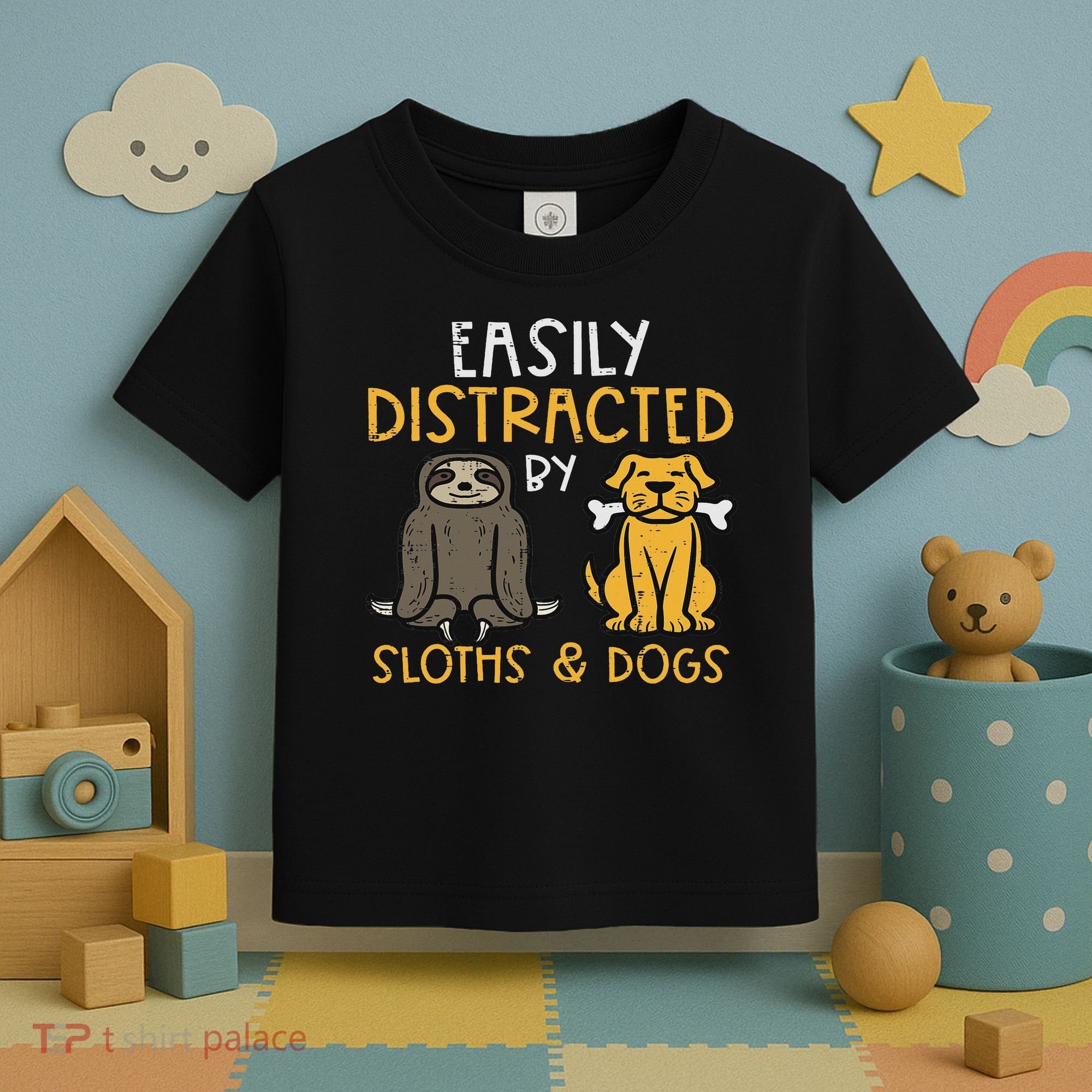 Easily Distracted By Sloths Dogs Animal Lover Women Toddler T-Shirt
