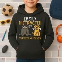 Easily Distracted By Sloths Dogs Animal Lover Women Kids Hoodie thumb 2