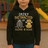 Easily Distracted By Sloths Dogs Animal Lover Women Kids Hoodie thumb 3
