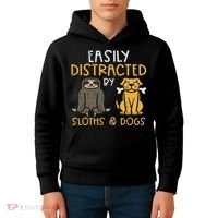 Easily Distracted By Sloths Dogs Animal Lover Women Kids Hoodie thumb 4