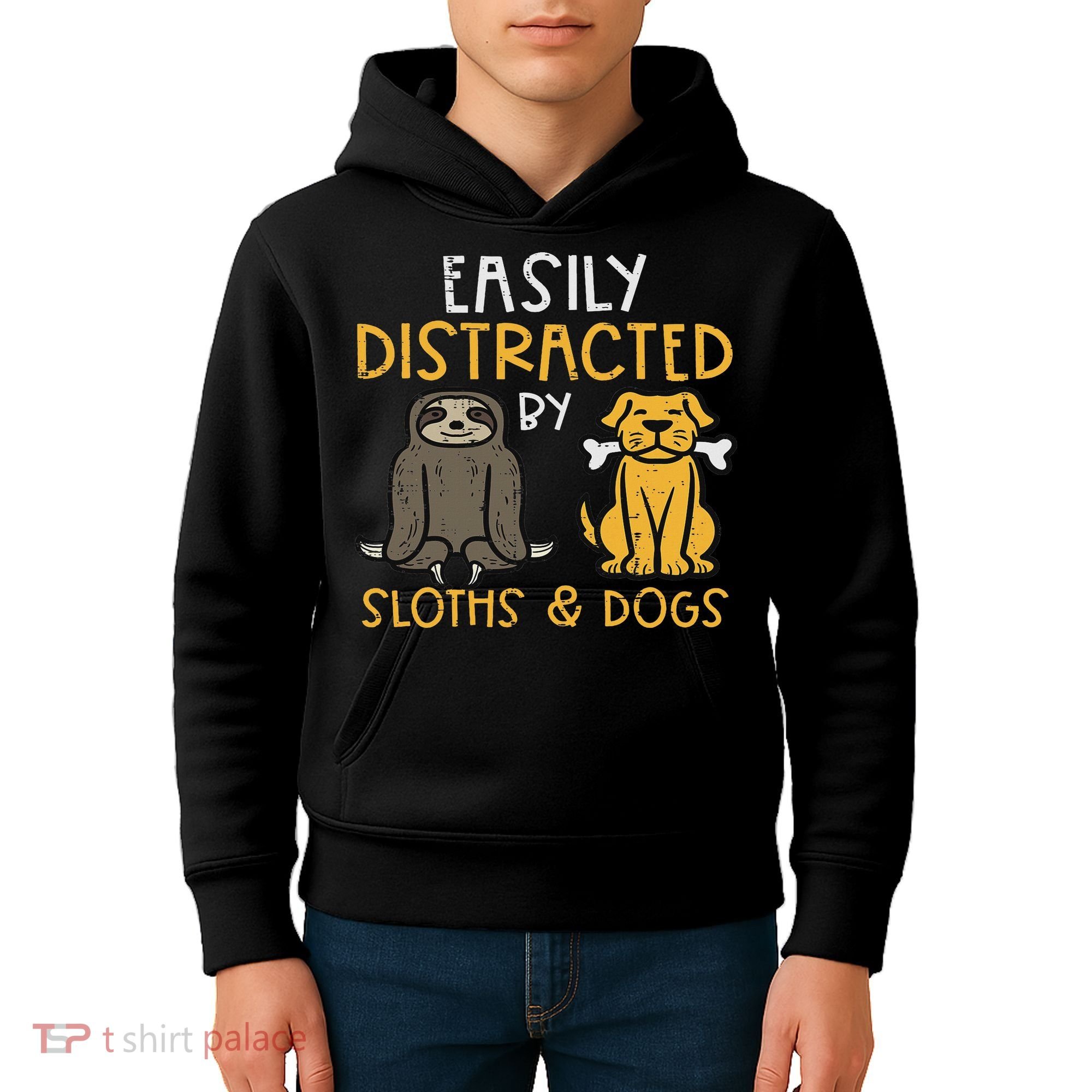 Easily Distracted By Sloths Dogs Animal Lover Women Kids Hoodie
