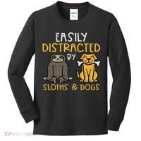 Easily Distracted By Sloths Dogs Animal Lover Women Kids Long Sleeve Shirt thumb 0