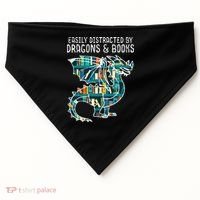 Easily Distracted By Dragons Books Funny Reading Bookworm USA-Made Doggie Bandana thumb 0