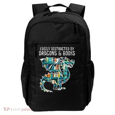 Easily Distracted By Dragons Books Funny Reading Bookworm Backpack
