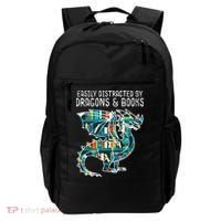 Easily Distracted By Dragons Books Funny Reading Bookworm Backpack thumb 0