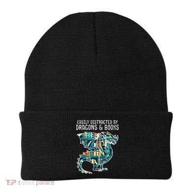 Easily Distracted By Dragons Books Funny Reading Bookworm Beanie