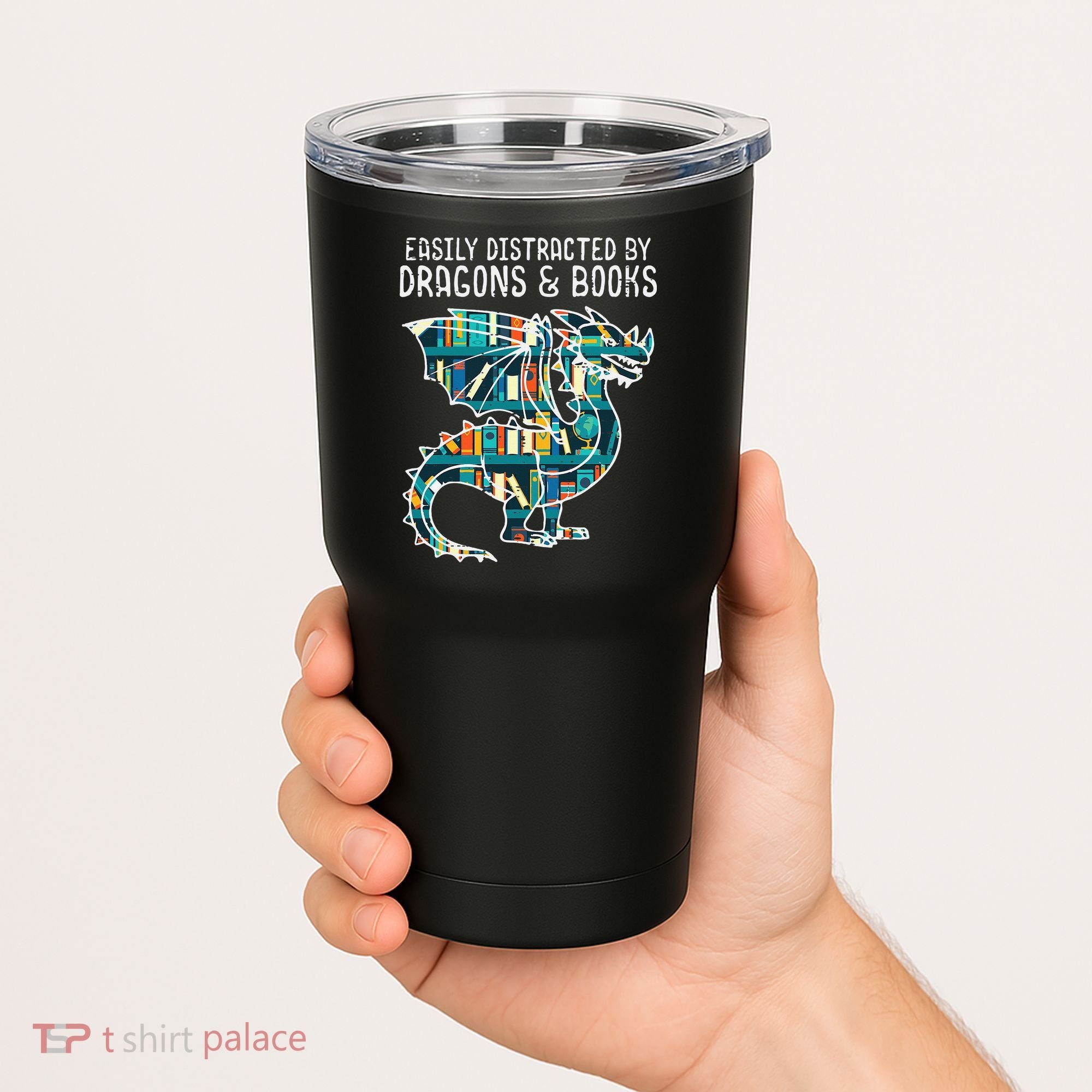 Easily Distracted By Dragons Books Funny Reading Bookworm Tumbler