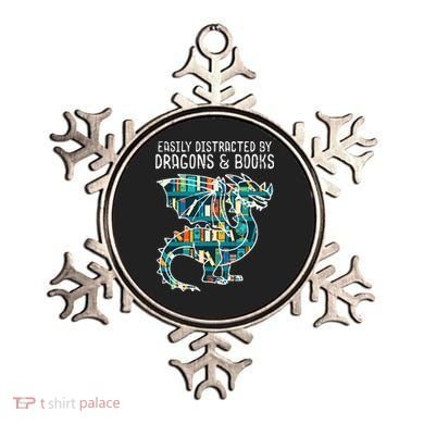 Easily Distracted By Dragons Books Funny Reading Bookworm Ornament