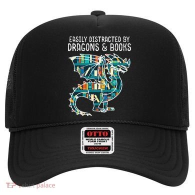 Easily Distracted By Dragons Books Funny Reading Bookworm Hat