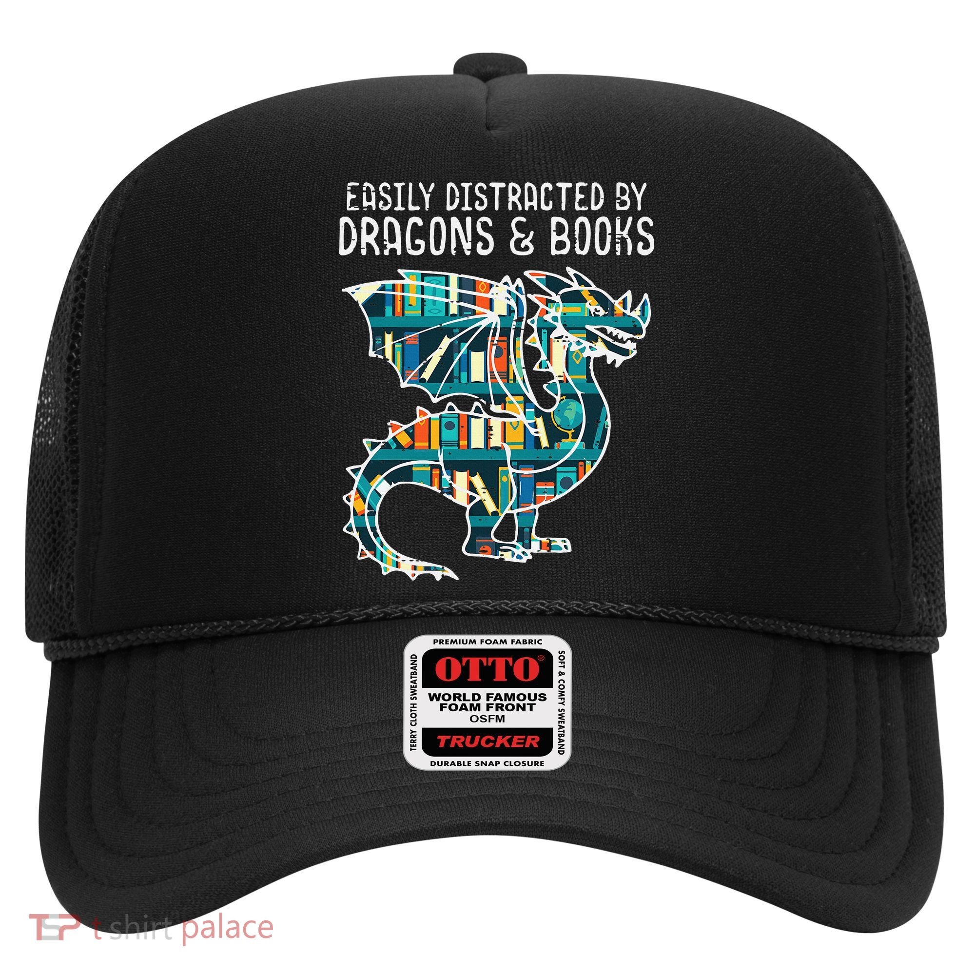 Easily Distracted By Dragons Books Funny Reading Bookworm Hat