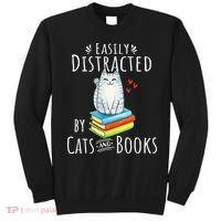 Easily Distracted By Cats And Books Sweatshirt thumb 0