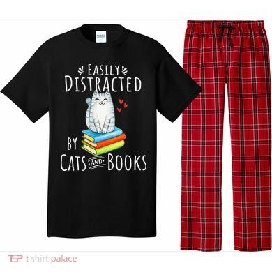 Easily Distracted By Cats And Books Pajama Set
