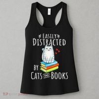 Easily Distracted By Cats And Books Women's Tank Top thumb 3