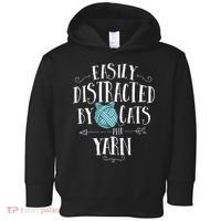 Easily Distracted By Cats And Yarn Knitting Yarn Crochet  Toddler Hoodie thumb 0