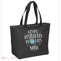Easily Distracted By Cats And Yarn Knitting Yarn Crochet  Tote Bag thumb 2