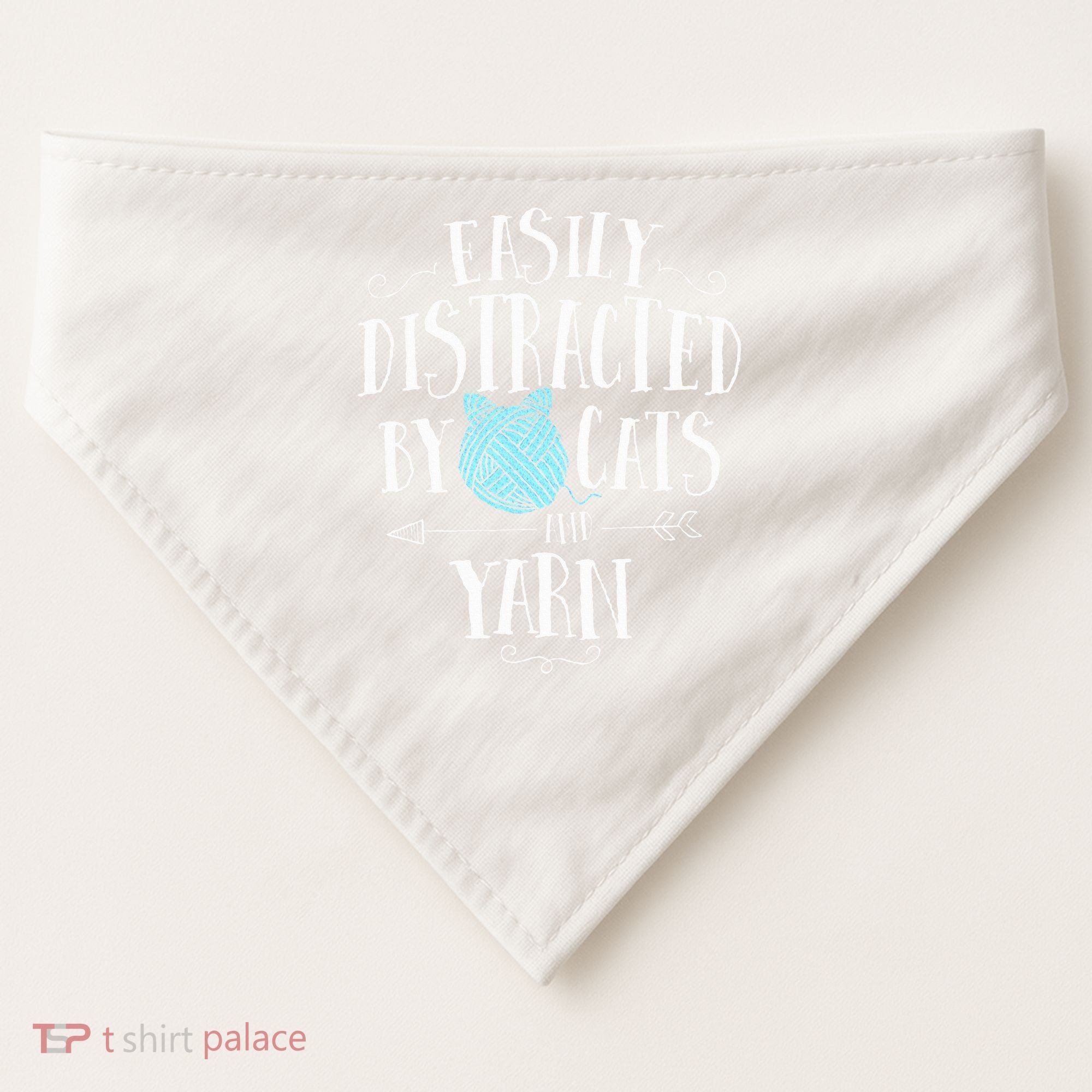 Easily Distracted By Cats And Yarn Knitting Yarn Crochet  USA-Made Doggie Bandana