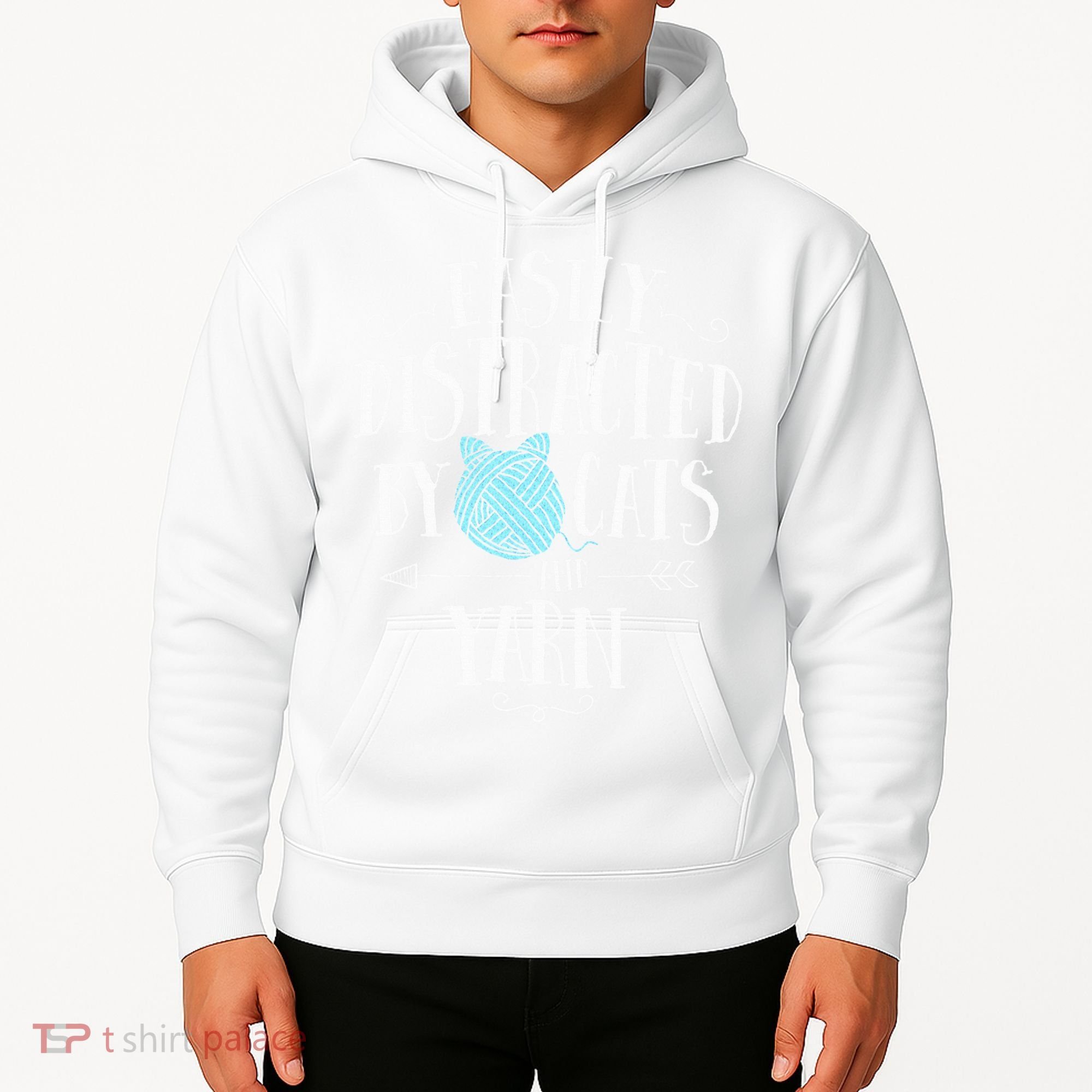 Easily Distracted By Cats And Yarn Knitting Yarn Crochet  Hoodie