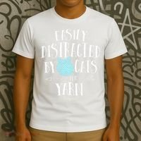 Easily Distracted By Cats And Yarn Knitting Yarn Crochet  T-Shirt thumb 3