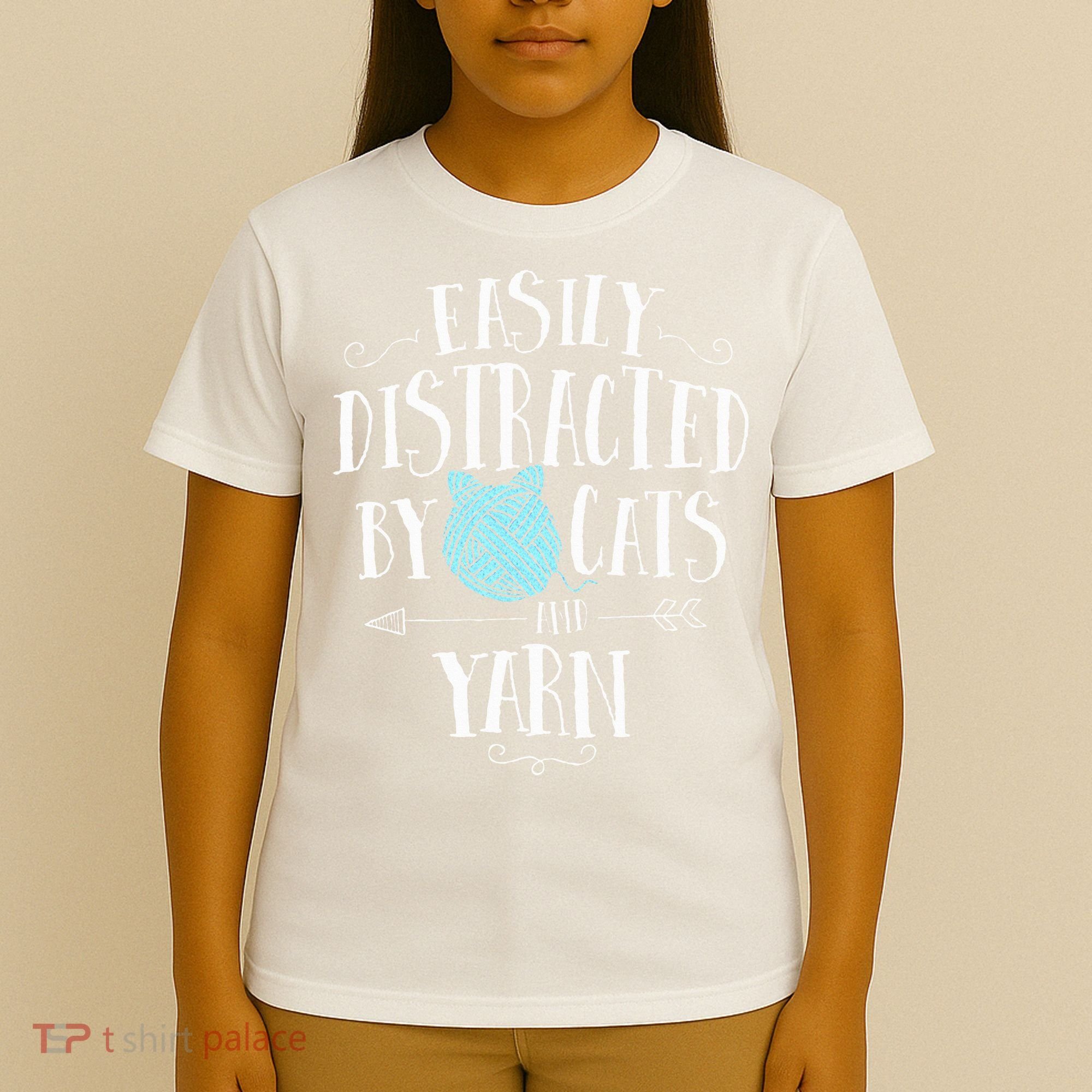 Easily Distracted By Cats And Yarn Knitting Yarn Crochet  T-Shirt