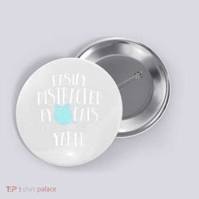 Easily Distracted By Cats And Yarn Knitting Yarn Crochet  Button