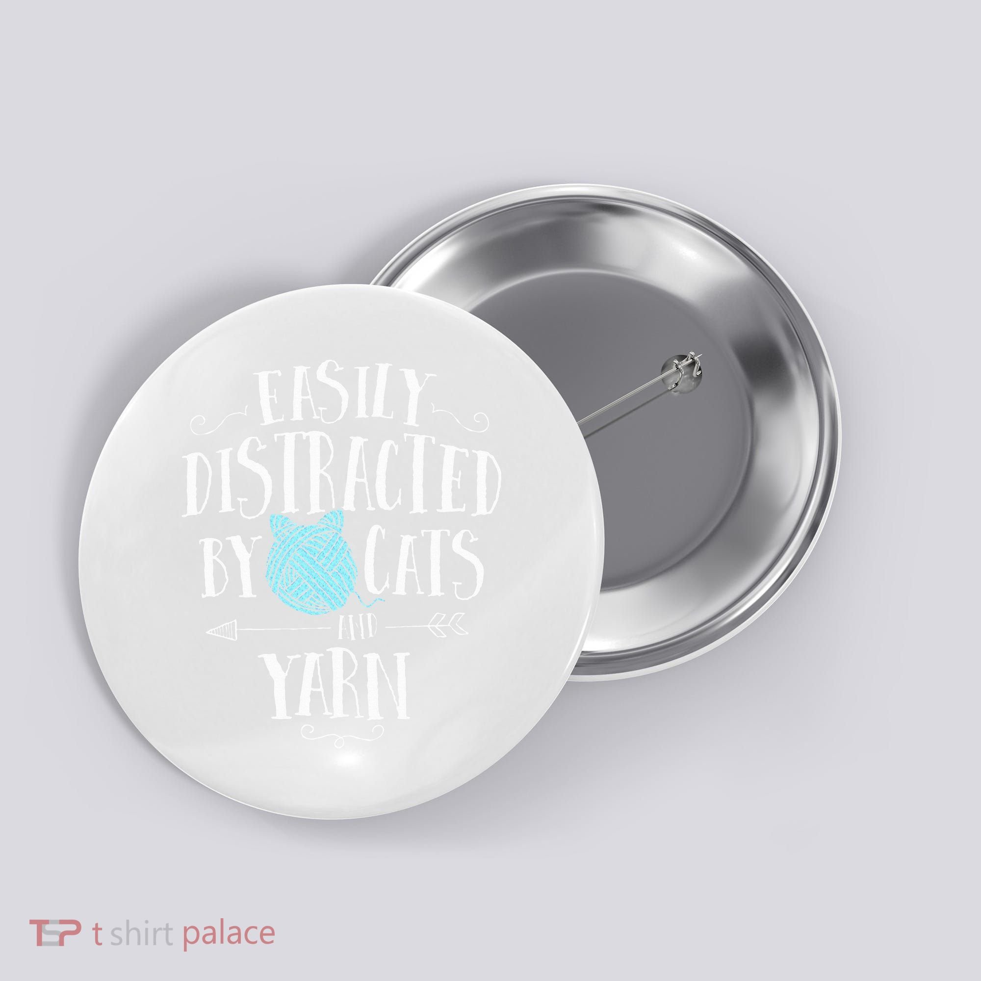 Easily Distracted By Cats And Yarn Knitting Yarn Crochet  Button