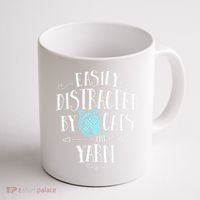 Easily Distracted By Cats And Yarn Knitting Yarn Crochet  Coffee Mug thumb 1