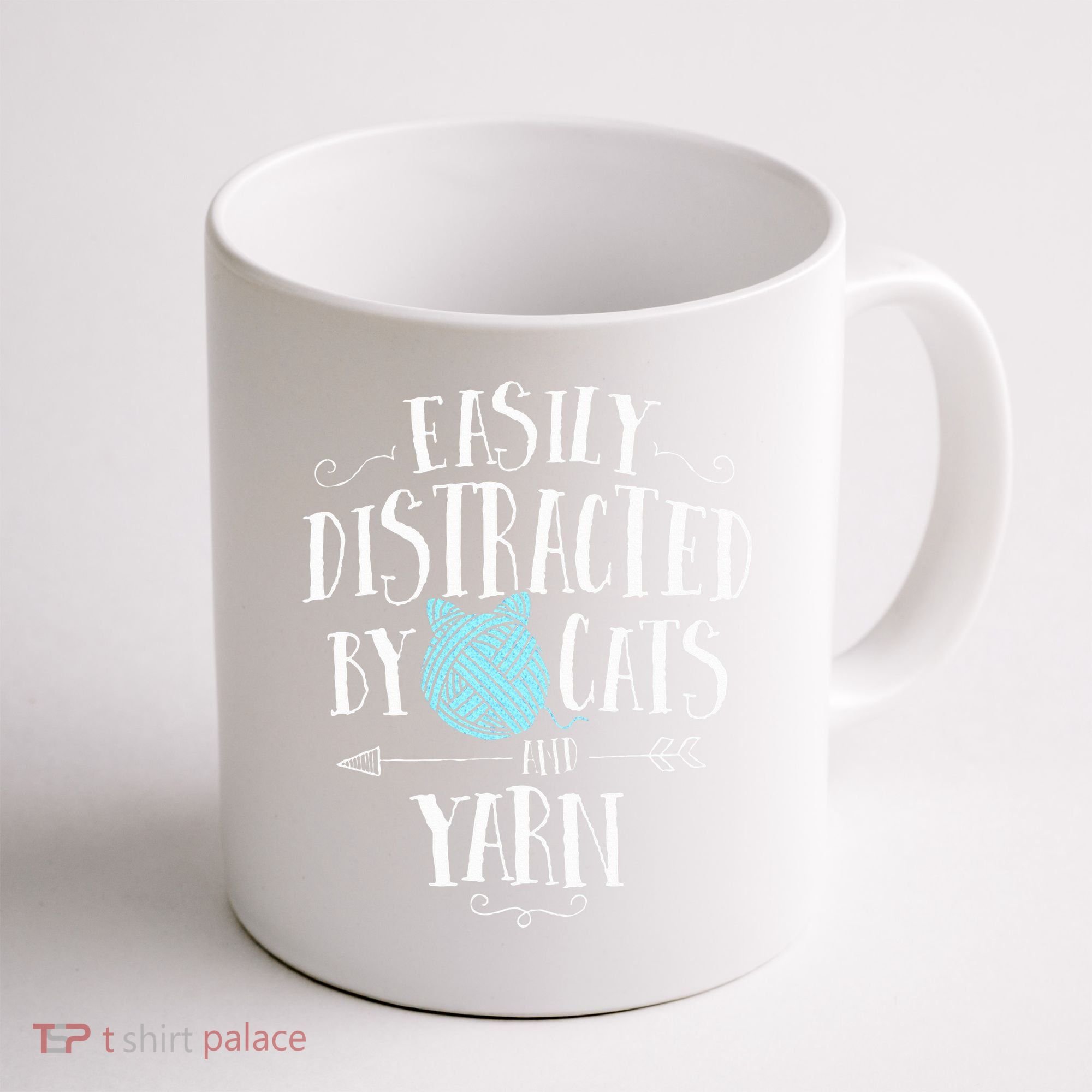 Easily Distracted By Cats And Yarn Knitting Yarn Crochet  Coffee Mug