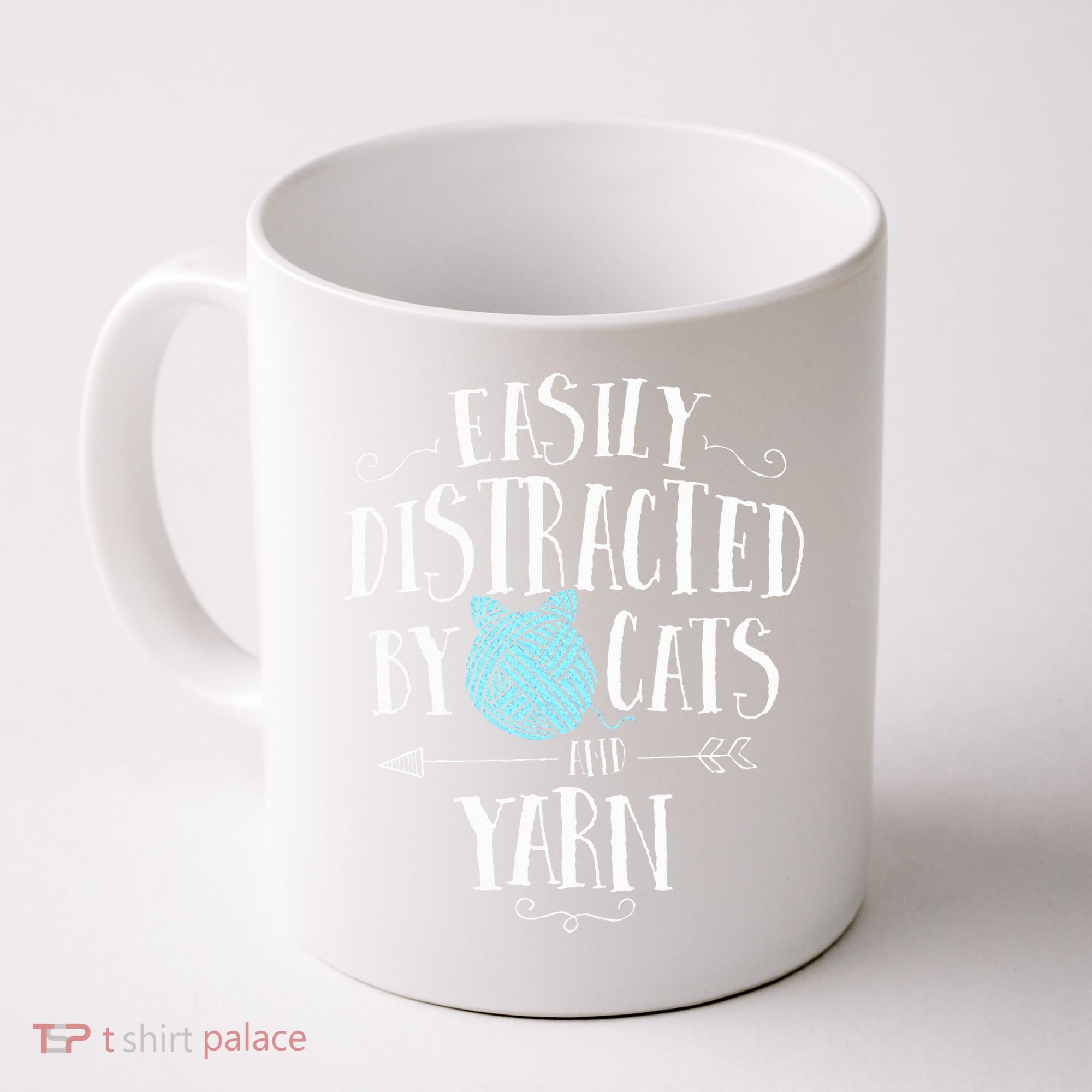 Easily Distracted By Cats And Yarn Knitting Yarn Crochet  Coffee Mug