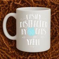Easily Distracted By Cats And Yarn Knitting Yarn Crochet  Coffee Mug thumb 2