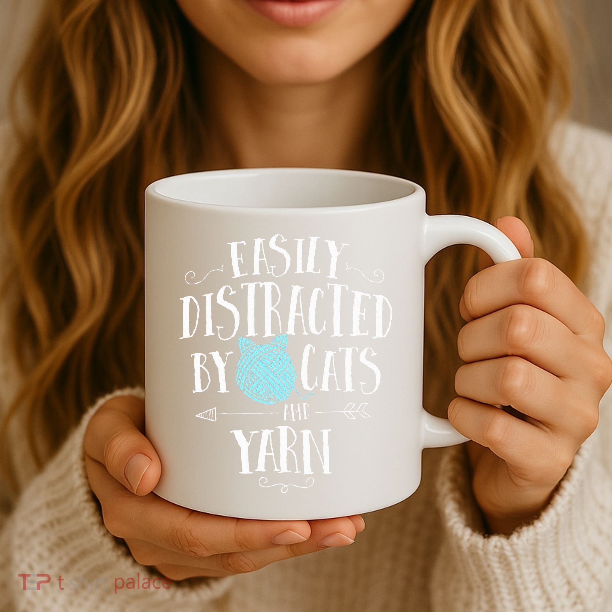 Easily Distracted By Cats And Yarn Knitting Yarn Crochet  Coffee Mug