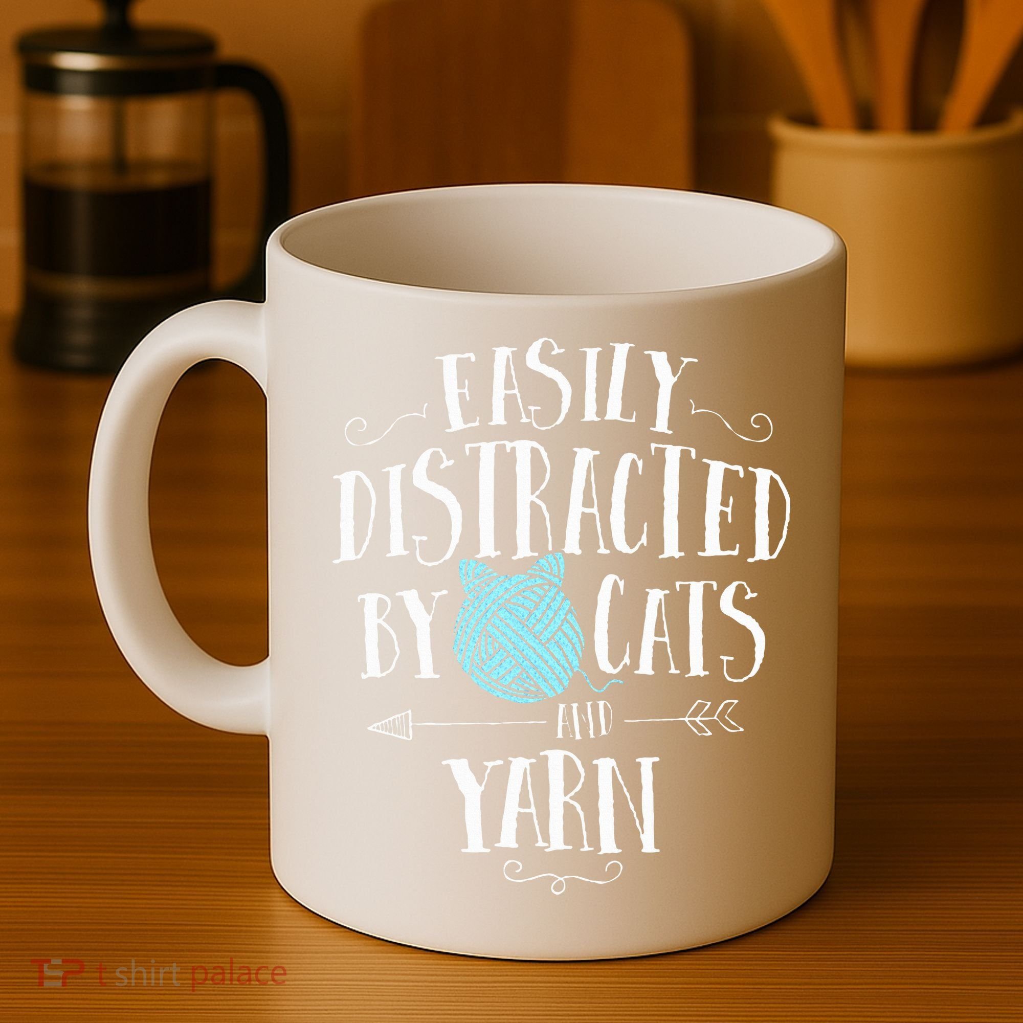Easily Distracted By Cats And Yarn Knitting Yarn Crochet  Coffee Mug