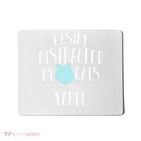 Easily Distracted By Cats And Yarn Knitting Yarn Crochet  Mousepad thumb 0