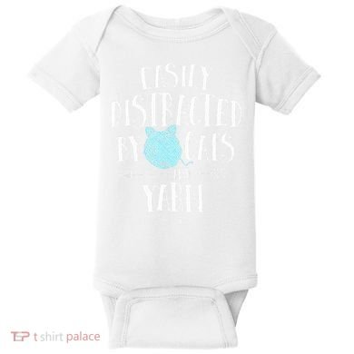 Easily Distracted By Cats And Yarn Knitting Yarn Crochet  Baby Bodysuit