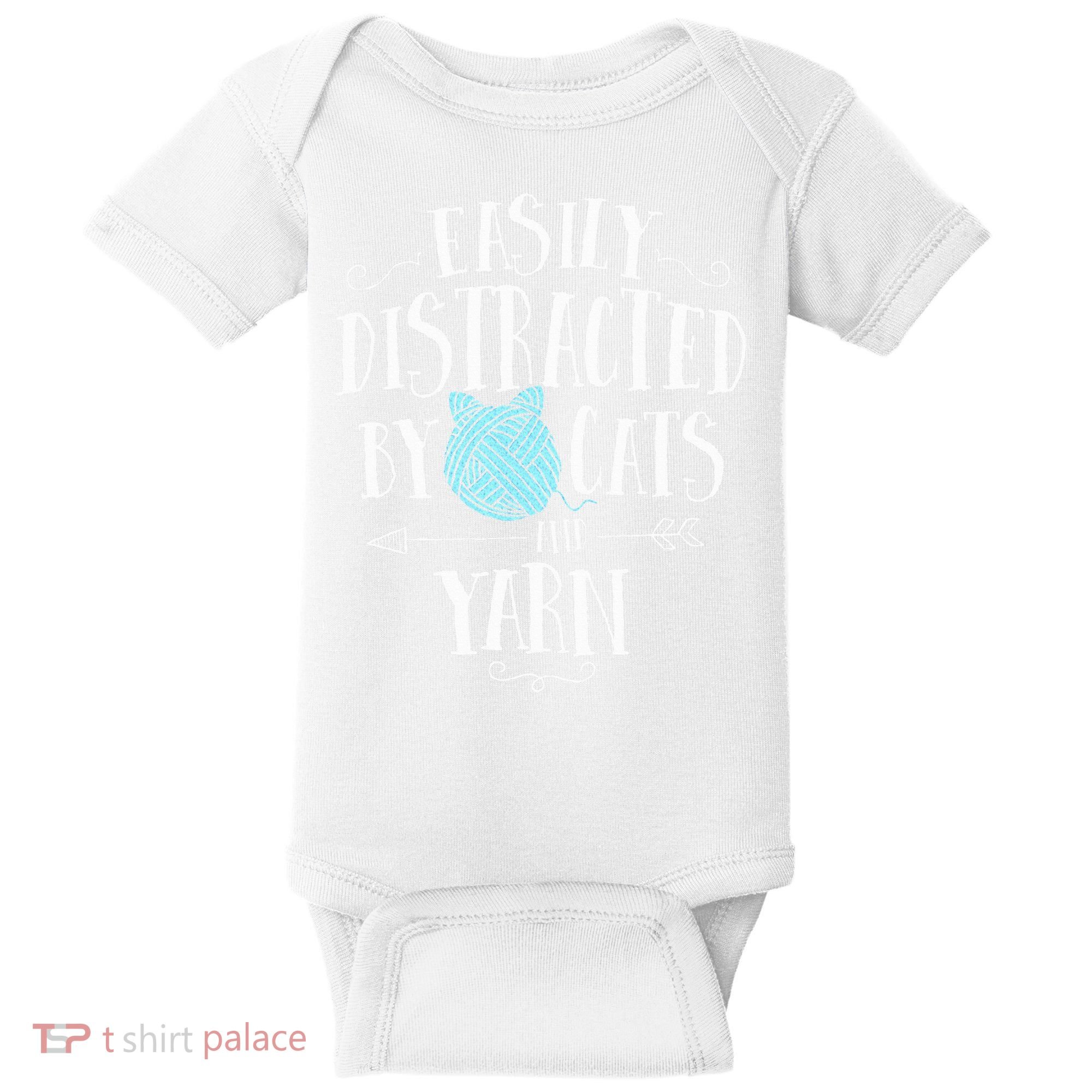 Easily Distracted By Cats And Yarn Knitting Yarn Crochet  Baby Bodysuit