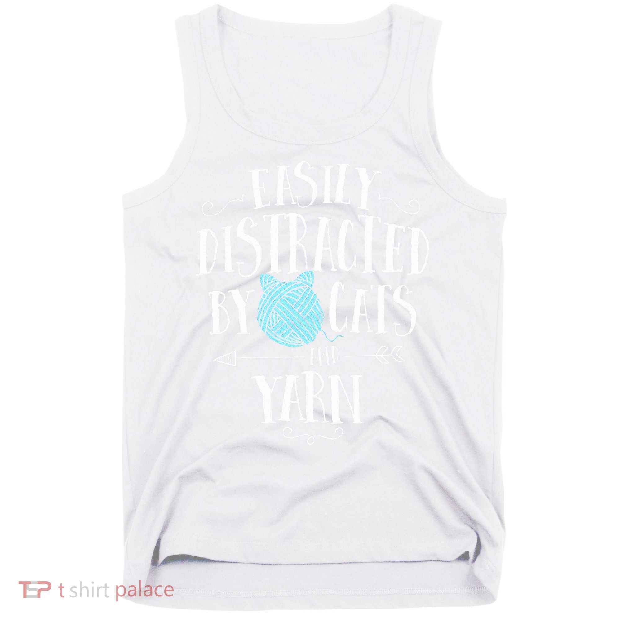 Easily Distracted By Cats And Yarn Knitting Yarn Crochet  Tank Top