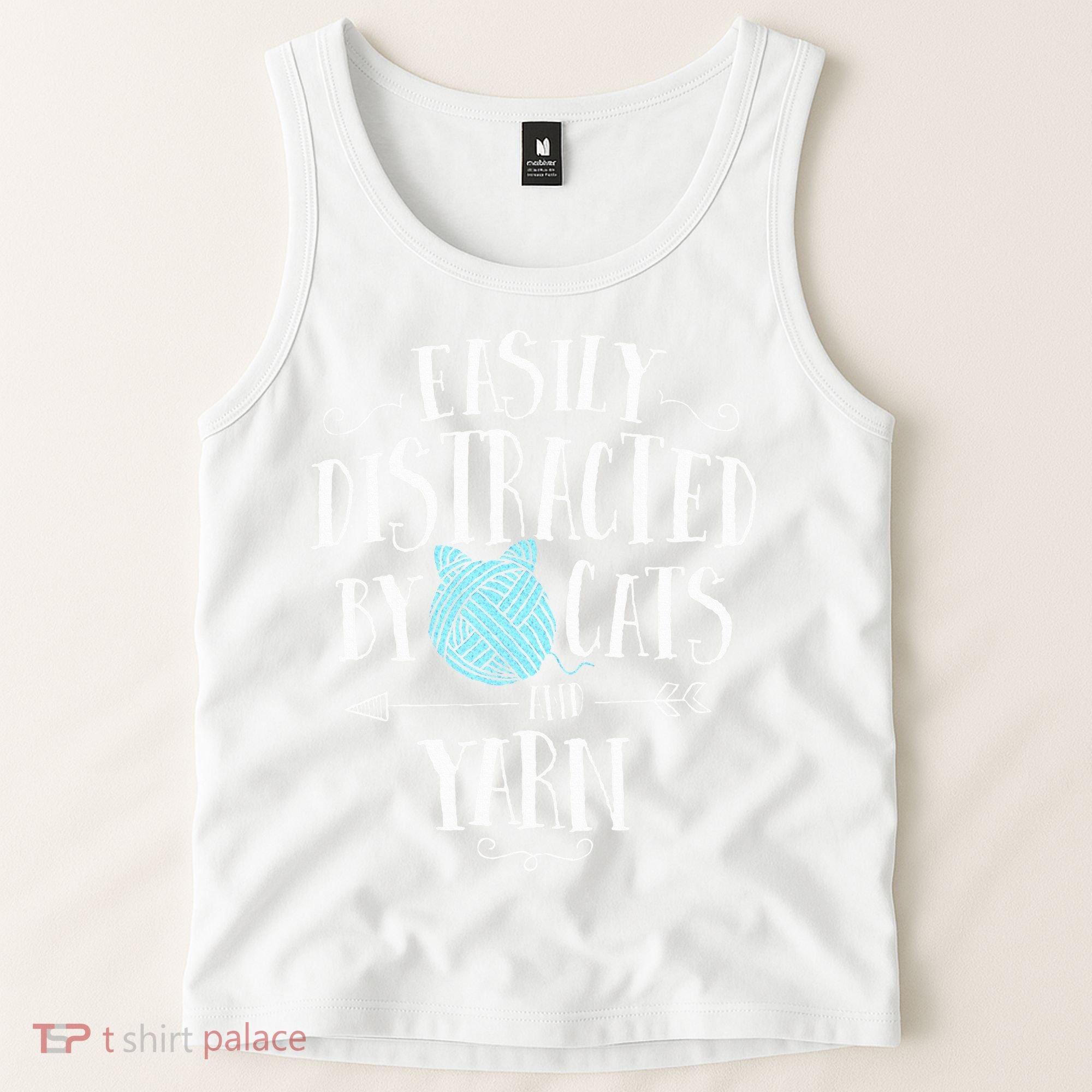 Easily Distracted By Cats And Yarn Knitting Yarn Crochet  Tank Top