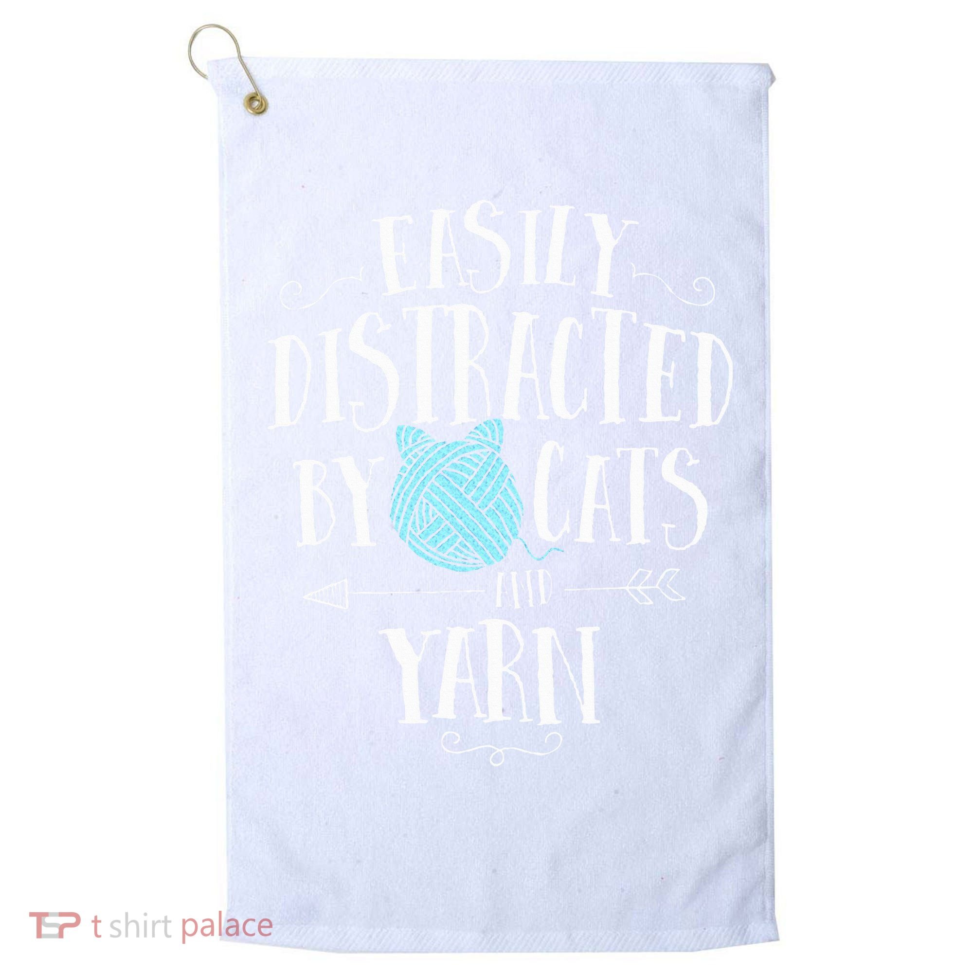 Easily Distracted By Cats And Yarn Knitting Yarn Crochet  Golf Towel