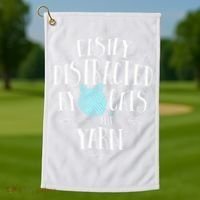 Easily Distracted By Cats And Yarn Knitting Yarn Crochet  Golf Towel thumb 1