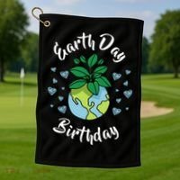 Earth Day Birthday Gift Funny Gift Golf Towel thumb 1