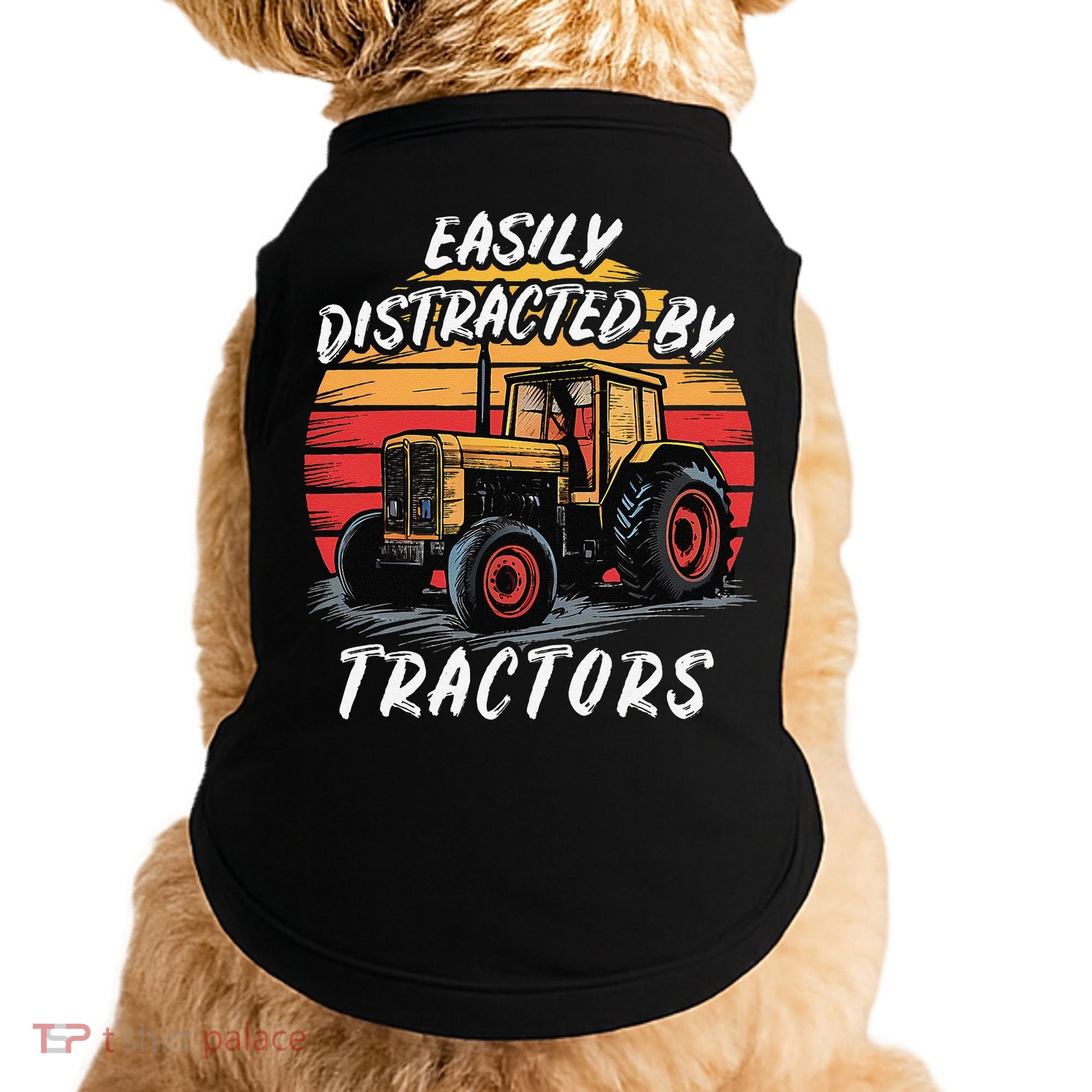 Easily Distracted By Tractors Fun Farmer & Farming Gift Doggie Tank