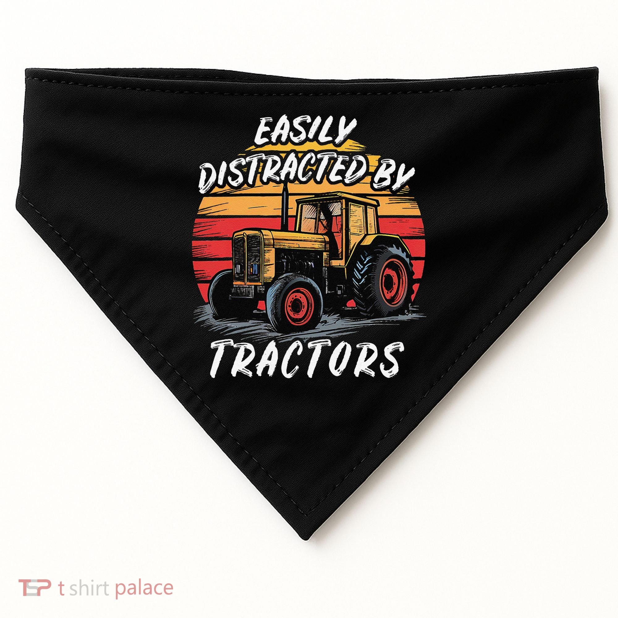 Easily Distracted By Tractors Fun Farmer & Farming Gift USA-Made Doggie Bandana