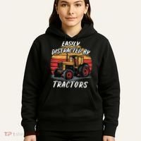 Easily Distracted By Tractors Fun Farmer & Farming Gift Hoodie thumb 5
