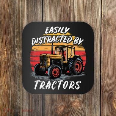 Easily Distracted By Tractors Fun Farmer & Farming Gift Coaster