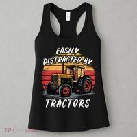Easily Distracted By Tractors Fun Farmer & Farming Gift Women's Tank Top thumb 3