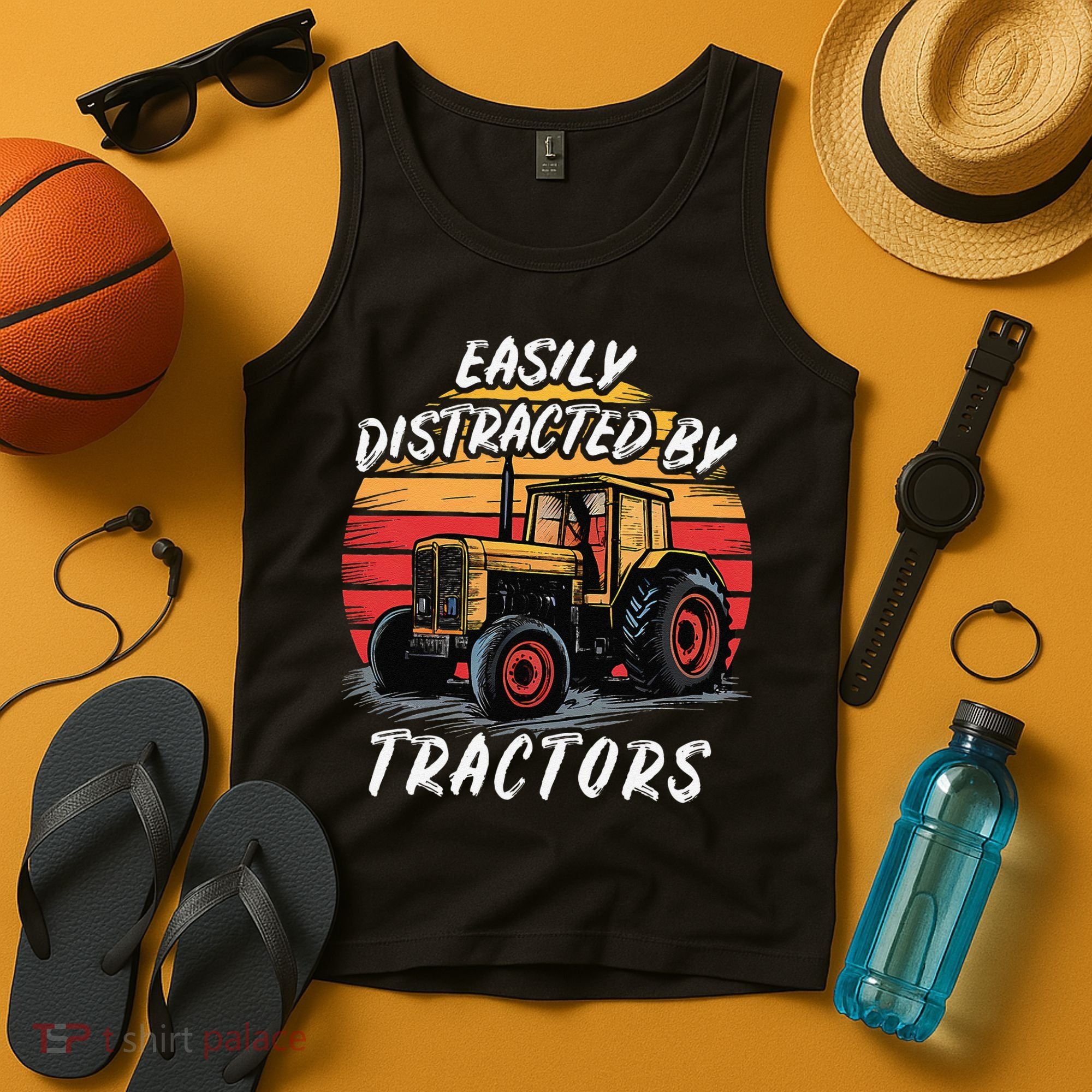 Easily Distracted By Tractors Fun Farmer & Farming Gift Tank Top